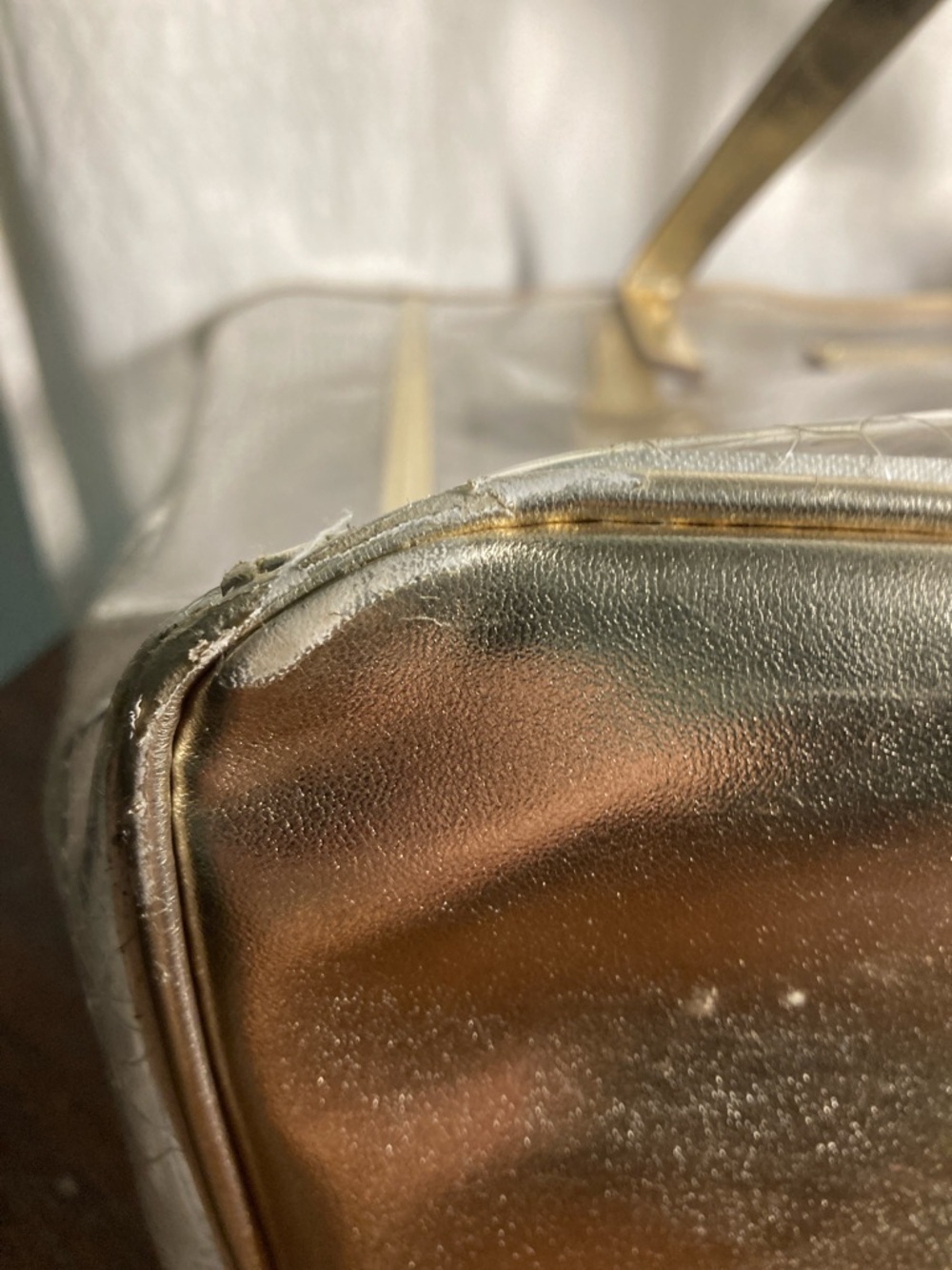 Michael Kors transparent snakeskin pattern Gold Trim Tote Bag - Picture 9 of 14